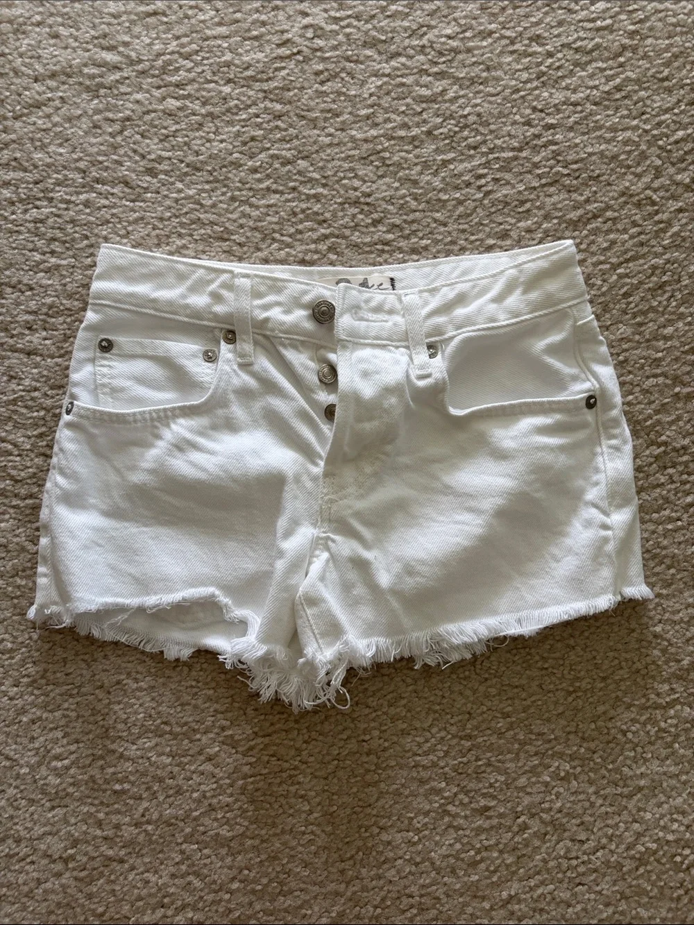 Free People White Jean Shorts